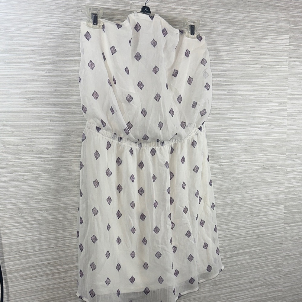 Express white halter style Dress with diamond patterned accents size Large